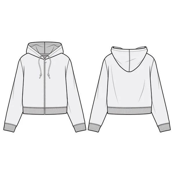 Hooded Sweatshirt Fashion Flat Sketch Template — Stock Vector