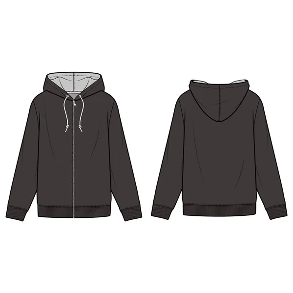 Hoodie Fashion Flat Sketch Template — Stock Vector