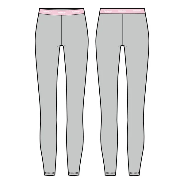 Legggings Pantalones Moda Plantilla Boceto Plano — Vector de stock