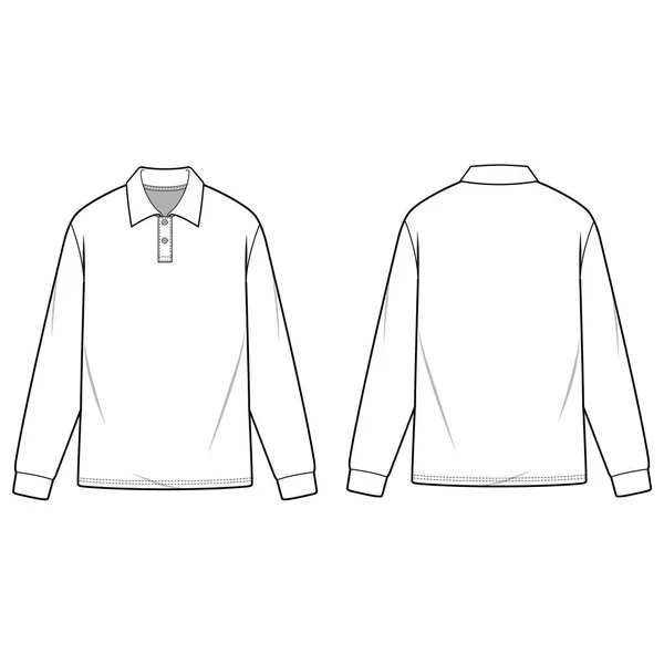 Lungo Leeve Polo Shirts Moda Modello Schizzo Piatto — Vettoriale Stock