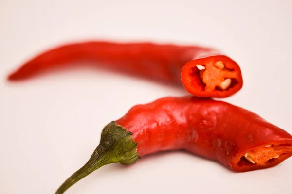 Piros Chili Paprika Fehér Háttér — Stock Fotó