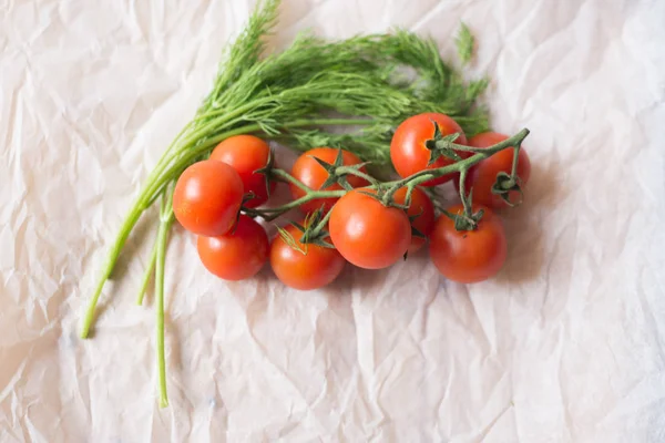 Tomates Cherry Sobre Mesa Madera — Foto de Stock
