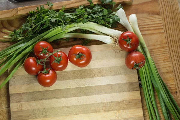 fresh vegetables on a chopping board