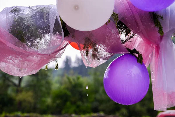 Feestelijke Decoratie Met Ballonnen Tule — Stockfoto
