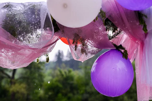 Festive Decoration Balloons Tulle — Stock Photo, Image