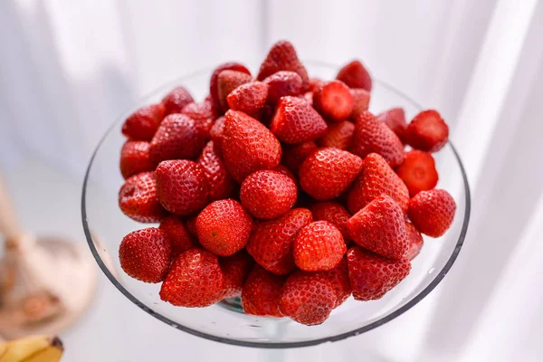 Fresas Servidas Jarrón Fondo — Foto de Stock