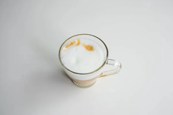 Cappuccino Copo Vidro — Fotografia de Stock