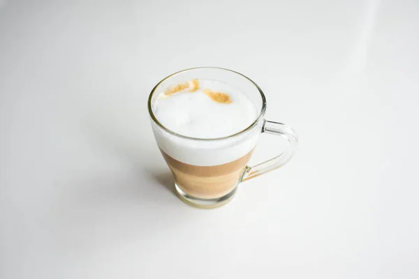 Cappuccino Una Taza Vidrio — Foto de Stock