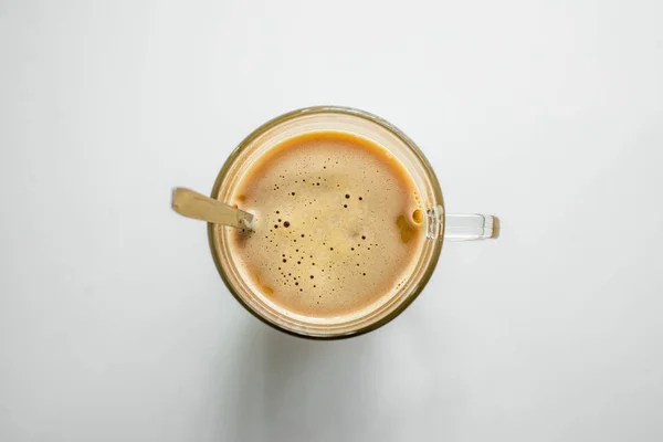 Kaffee Mit Milch Einer Glasschale — Stockfoto