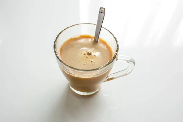 Kaffe Med Mjölk Koppen — Stockfoto