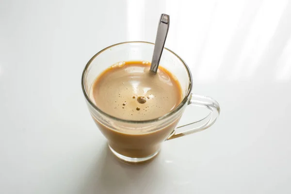 Kaffee Mit Milch Der Tasse — Stockfoto