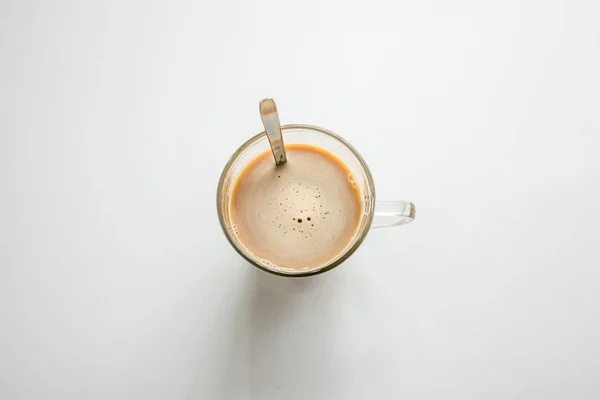 Kaffe Med Mælk Isoleret - Stock-foto