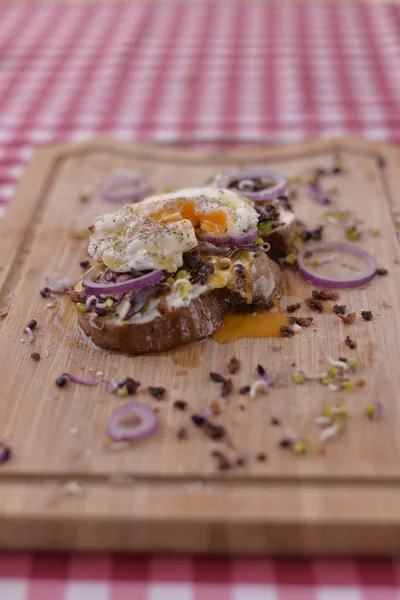 Ägg Sprids Med Kött — Stockfoto