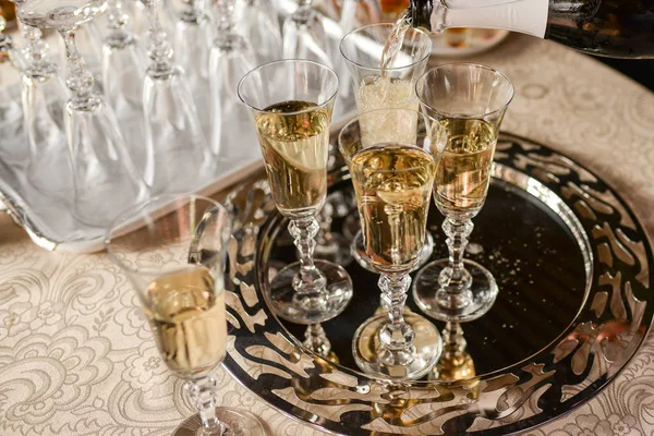 Verres Champagne Sur Table — Photo