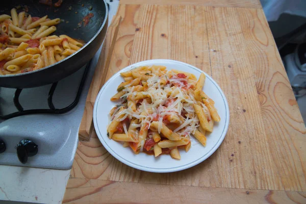 Pasta Tomato Sauce Parmesan — Stock Photo, Image