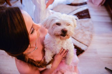 bir köpek ile küçük kız