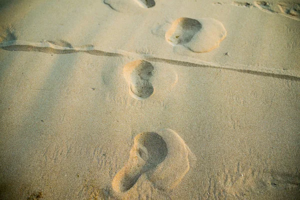 Voetafdrukken Het Zand — Stockfoto