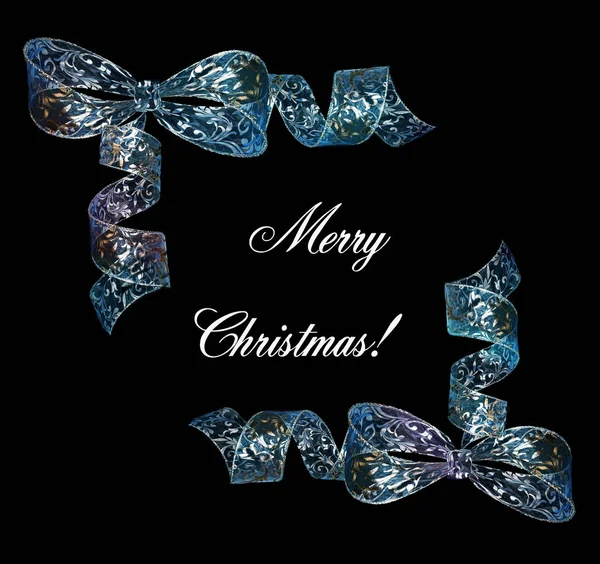 Élégant Fond Cadre Noël Avec Des Arcs Brillants Bleu Argent — Photo