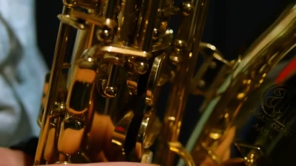 Музыкант Играет Саксофоне — стоковое видео