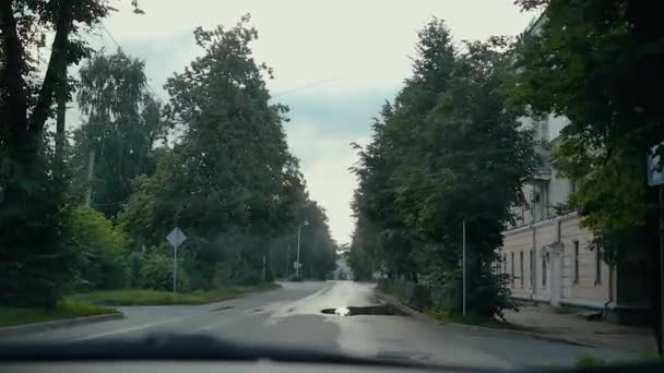 Morning City Utan Folk Utsikt Från Bilen Som Går Vägen — Stockvideo