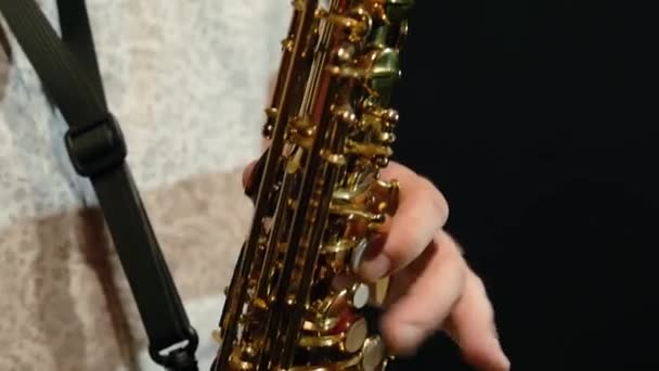 Musician Plays Saxophone — Stock Video