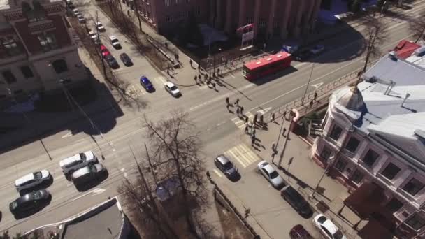 Kan Från Ovan Stor Väg Korsning Historiska Staden Kazan Det — Stockvideo