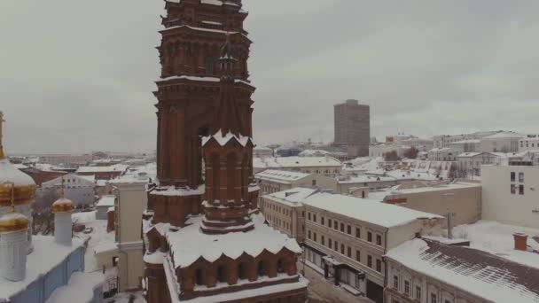 Paysage Hivernal Une Grande Ville Russe Cathédrale Multicoptère — Video