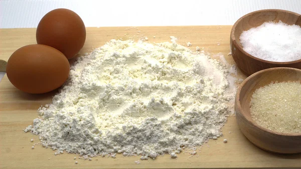 Egg Flour Sugar Salt Photoshoot — Stock Photo, Image