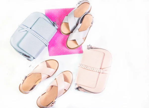 Sandále Pro Dívky Modrá Růžová Letní Boty — Stock fotografie