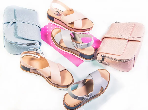 Sandále Pro Dívky Modrá Růžová Letní Boty — Stock fotografie