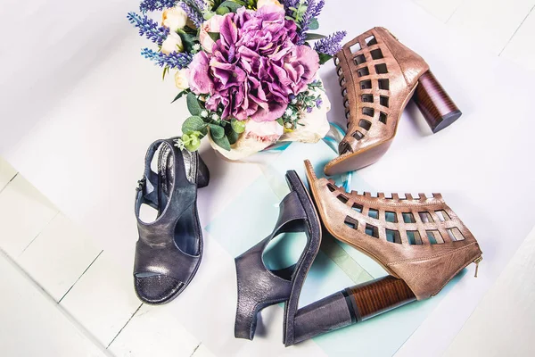 Sandálias Verão Elegantes Sapatos Sapatos Femininos — Fotografia de Stock