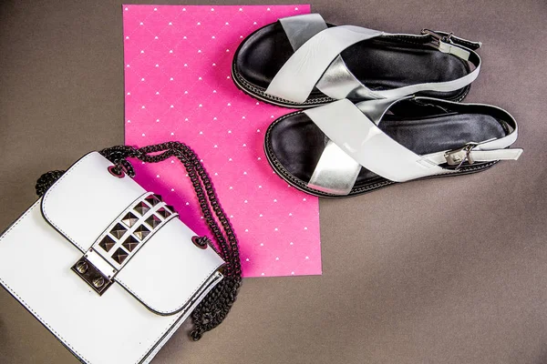 Women Sandals Handbags Girls — Stock Photo, Image