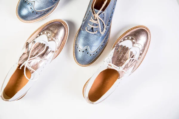 Біле Синє Взуття Дівчаток Стильне Взуття Бренду — стокове фото