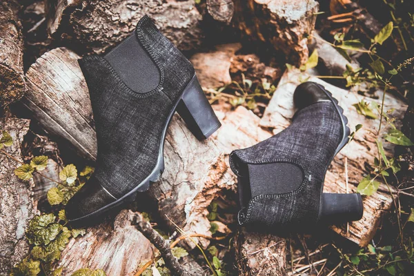 Black stylish women\'s boots vintage photo