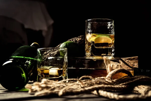 Pyszne Elity Alkohol Rum Whisky Tequila Bourbon — Zdjęcie stockowe