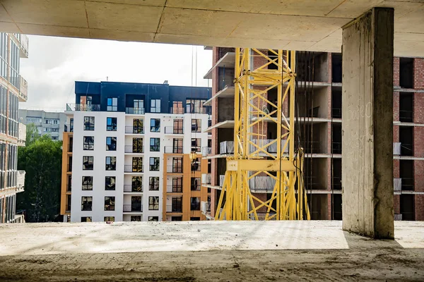 construction of a house, a building site of an apartment house background