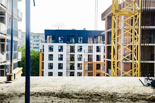 construction of a house, a building site of an apartment house background