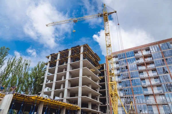 Fundo Edifício Torneiras Acessórios Construção Edifícios Apartamentos — Fotografia de Stock