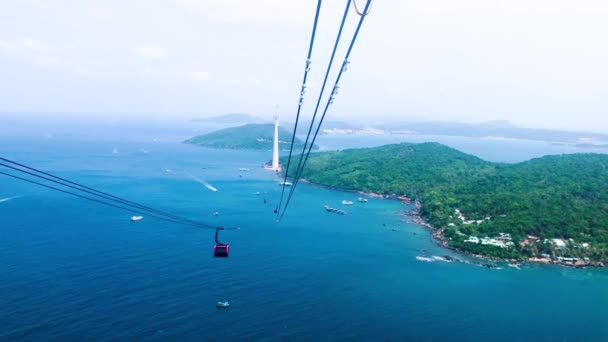Phu Quoc Adası Güney Vietnam yer alan en uzun teleferik — Stok video