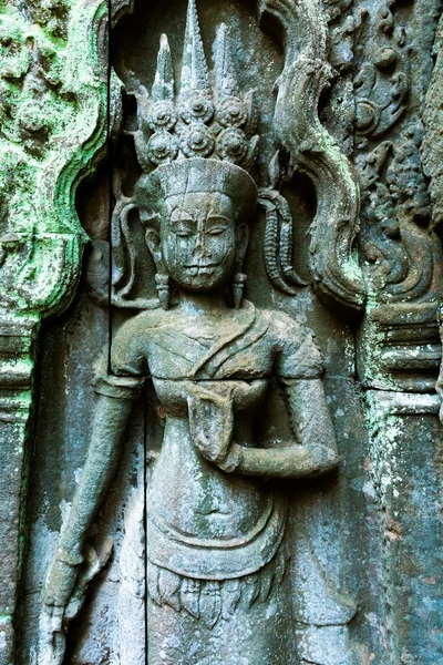 Dansçı Prohm Wat Angkor Kamboçya Karmaşık Tapınakta Antient Kabartmaları — Stok fotoğraf