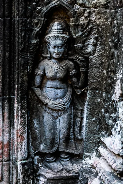 Prohm Wat Angkor Kamboçya Karmaşık Tapınakta Antient Kabartmaları — Stok fotoğraf