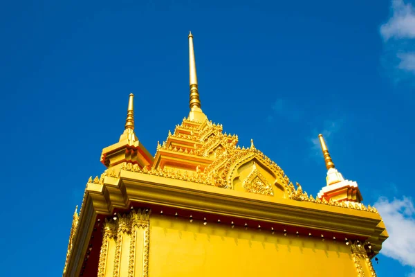 Yellow pagoda in Buddhist Temple in Koh Samui Island, Thailand