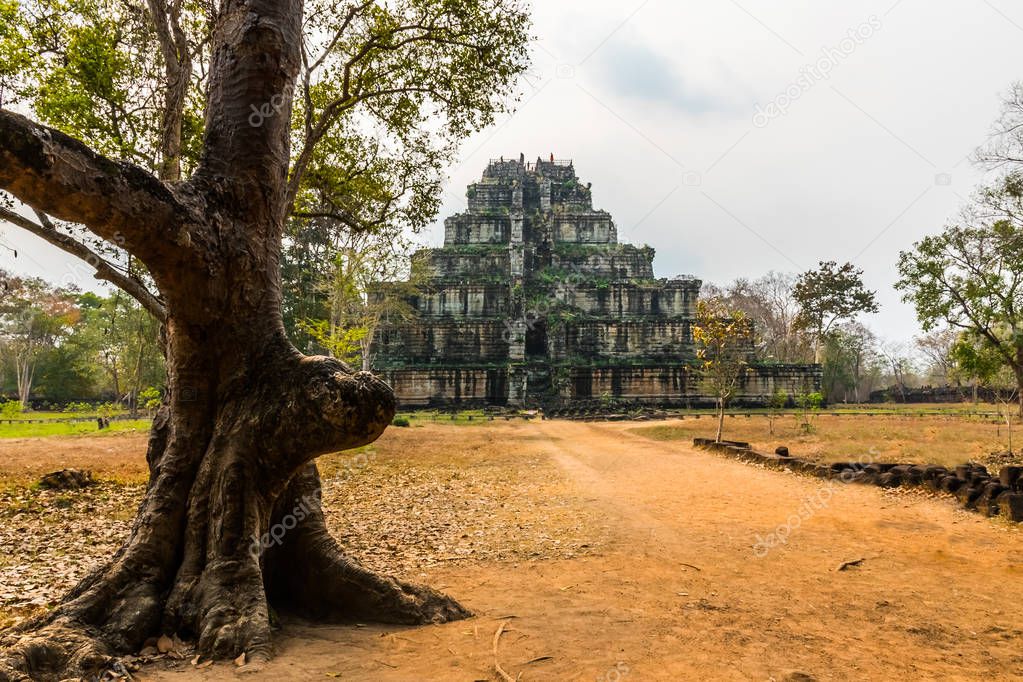 Pyramid of ancient complex Koh Ker in Cambodia