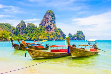 Güzel tropik cenneti Railay beach Krabi Tayland