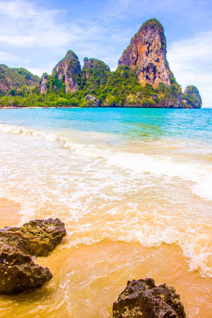 Beautiful tropical paradise Railay beach in Krabi Thailand