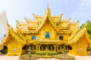 Altın Tapınak yakınında Beyaz Tapınak Wat Rong Khun Tapınağı Chiang Rai, Tayland, Asya