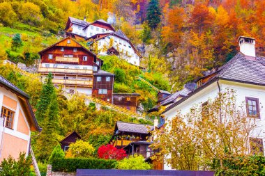 Pitoresk ve muhteşem görünümü sahnenin Hallstatt kasaba, Unsesco, Avusturya, Salzkammergut, Europe