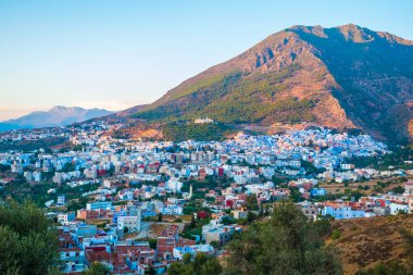 Mavi Şehir Kuzey Afrika'da Fas Chefchaouen Rif Dağları, Cityscape