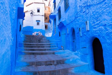 Mavi Medine: Chefchaouen, Morocco, Afrika'nın güzel mavi sokak