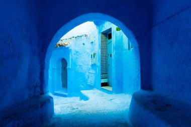 Sokak mavi şehir Medine: Chefchaouen, Morocco, Afrika
